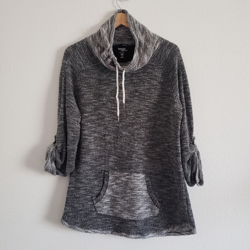 Kensie quick dry cowl neck knit hooded top
